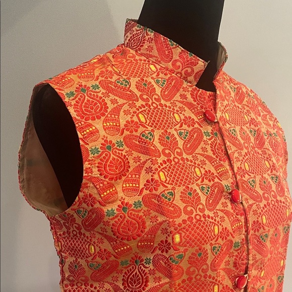 Vibrant Orange Patterned Vest -taco Tuesday style - Picture 2 of 3